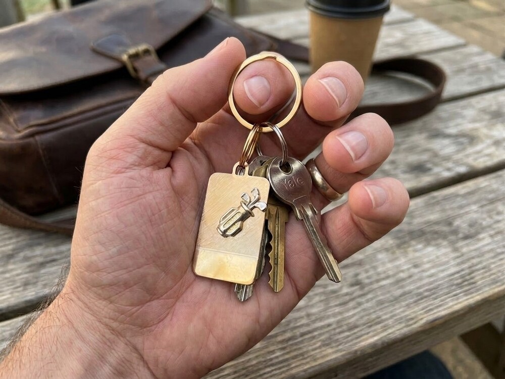 Bag Charm Key Ring Vintage COLIBRI Golf w/Silvertone Clubs Engravable
